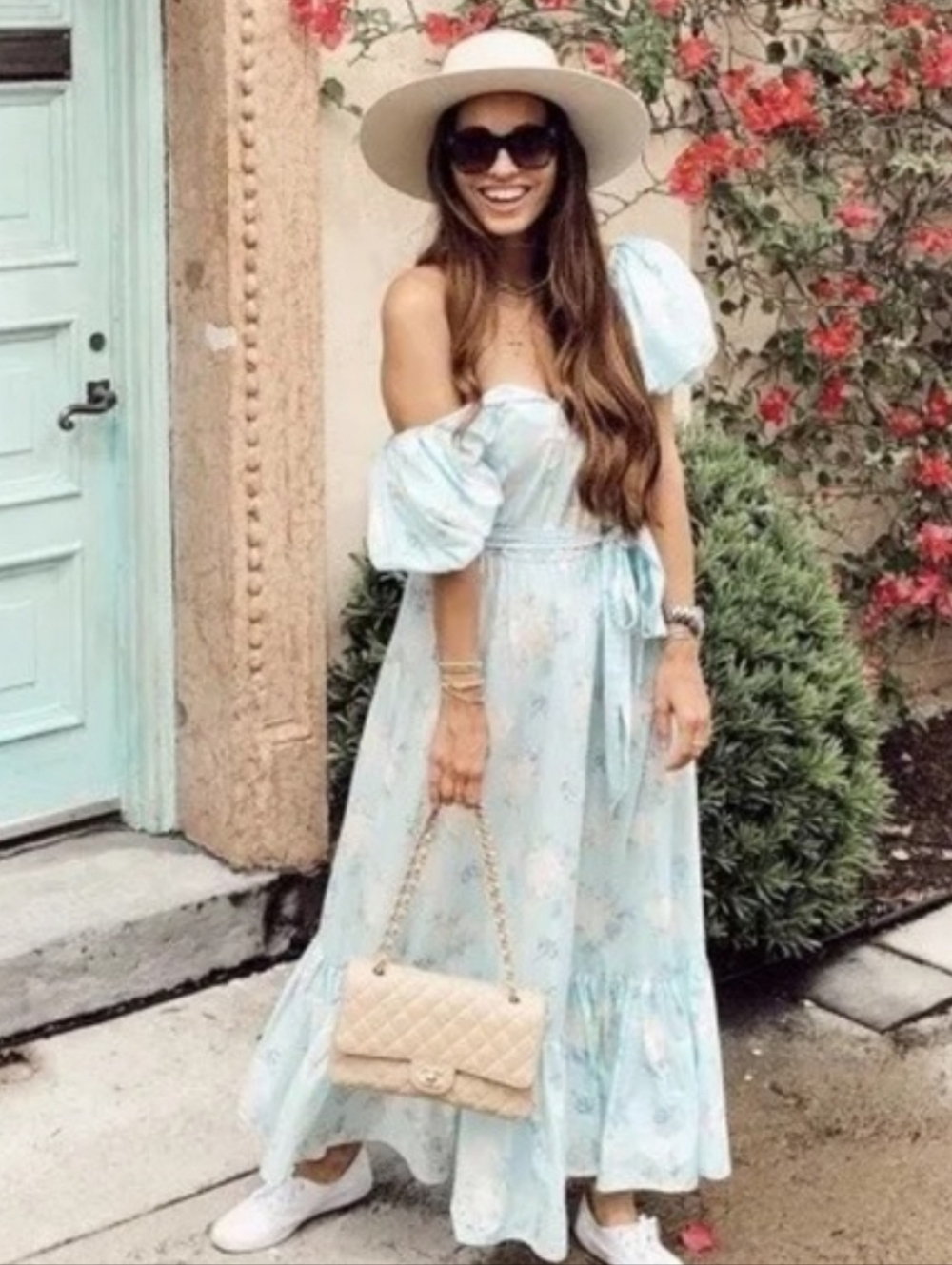 LoveShackFancy X Target Light Blue Floral Puff Sleeve Maxi Dress Nwt - Picture 6 of 6